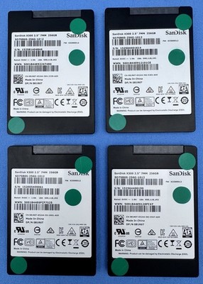LOT OF 4 SANDISK X300 256GB 2.5'' SSD SD7SB6S-256G WIPED TESTED VERIFIED HEALTHY