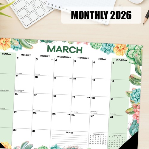 Succulents 2026 17" x 12" Small Monthly Deskpad - Picture 4 of 5