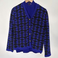 Vintage San Remo Sweater Cardigan Set Purple Black Two Piece Set Women M