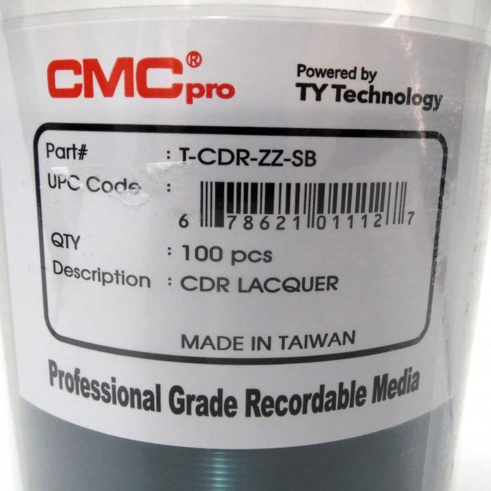 100 CD-R Spindle Professional Grade CMC Pro TY Technology Shiny Silver SEALED - Image 2 of 2