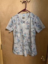 Disney Frozen Olaf Women's Scrub Top Size XS, Blue