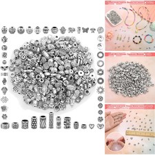 Silver Spacer Beads Value Pack - 350 Pcs Lead-Free Mixed Metal for DIY Jewelry
