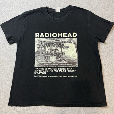 Radiohead T Shirt Mens Small Black Fast Track Status Waste UK Band Merch