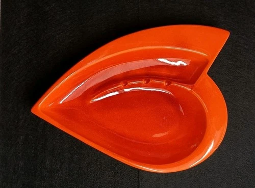 MCM HAEGER Large 12" Styalize ASHTRAY #1090 Vintage Atomic Red /Orange USA