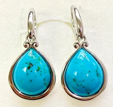 QVC Kingman Turquoise Pear Shaped Sterling Drop Earrings