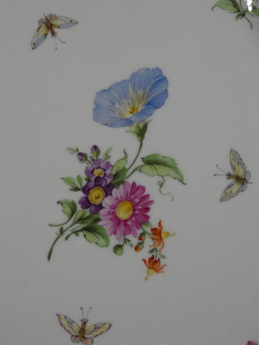 Kpm Porzellan Berlin Schale Blumen Insekten Rocaille Dekor Zeptermarke 25x21 cm - Imagen 2 de 5