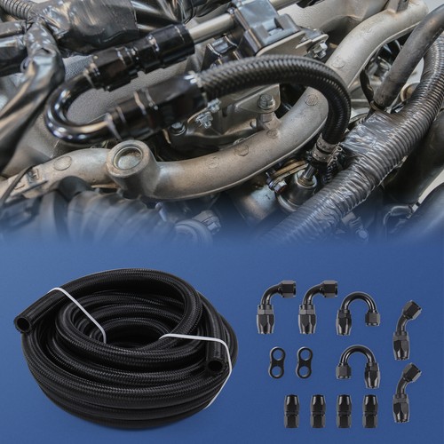Fuel line Hose Fitting Kit 10AN 5/8" Braided Nylon Stainless Steel Oil Gas 20FT - Picture 6 of 21