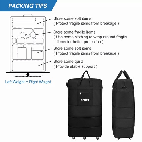 31" XXL Große Faltbare Rollenreisetasche Sporttasche mit Dehnfalte Reisetasche - Bild 12 von 15