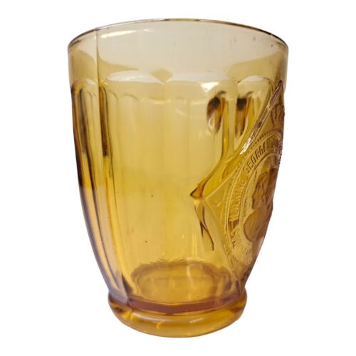 Coronation Amber Glass Cup 1937 King George VI & HM Queen Elizabeth Coffee Tea . - Picture 13 of 18
