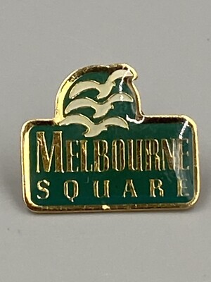 Melbourne Square Lettered Lapel Hat Pin Green & Gold Colored