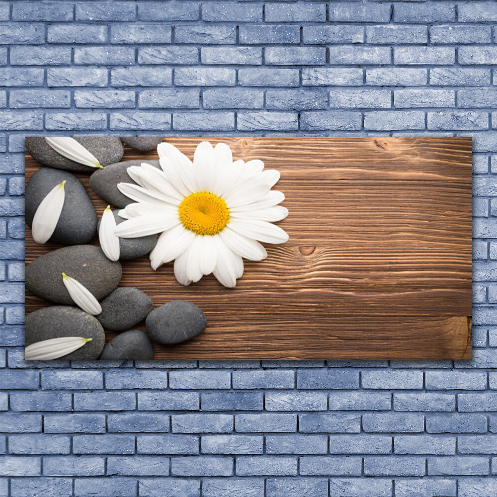 Tableau sur verre acrylique premium effet galerie d'art Motif Floral 140x70