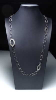 Silpada Sterling Silver Oval Chain Necklace Large Hammered Links 31 Long N2109