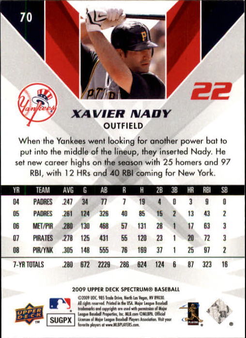 2009 (YANKEES) Upper Deck Spectrum 70 Xavier Nady eBay
