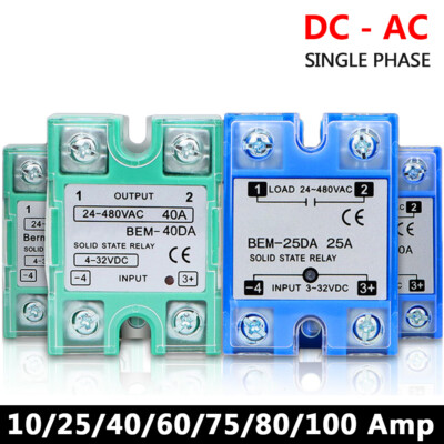 DC 3-32V / DC 4-32V to AC 24-480V Solid State Relays 10-100 Amp Single-phase SSR