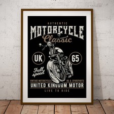 Cool MOTORCYCLE Print Vintage Biker Ride Poster Wall Art Boy Man Cave Room Gift