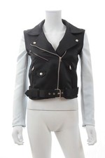 Opening Ceremony Detachable Sleeve Two-tone Biker Jacket / Black, Ice
