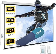 Electric Projector Screen with Remote,  84 Inch Projector Screen, Automatic Air