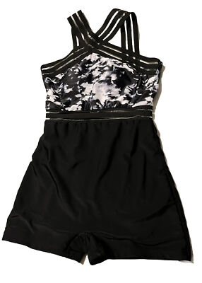 Women s Tie Dye Crisscross MAKE ME CHIC Shorts One-Piece Swimsuit S Bathing Suit