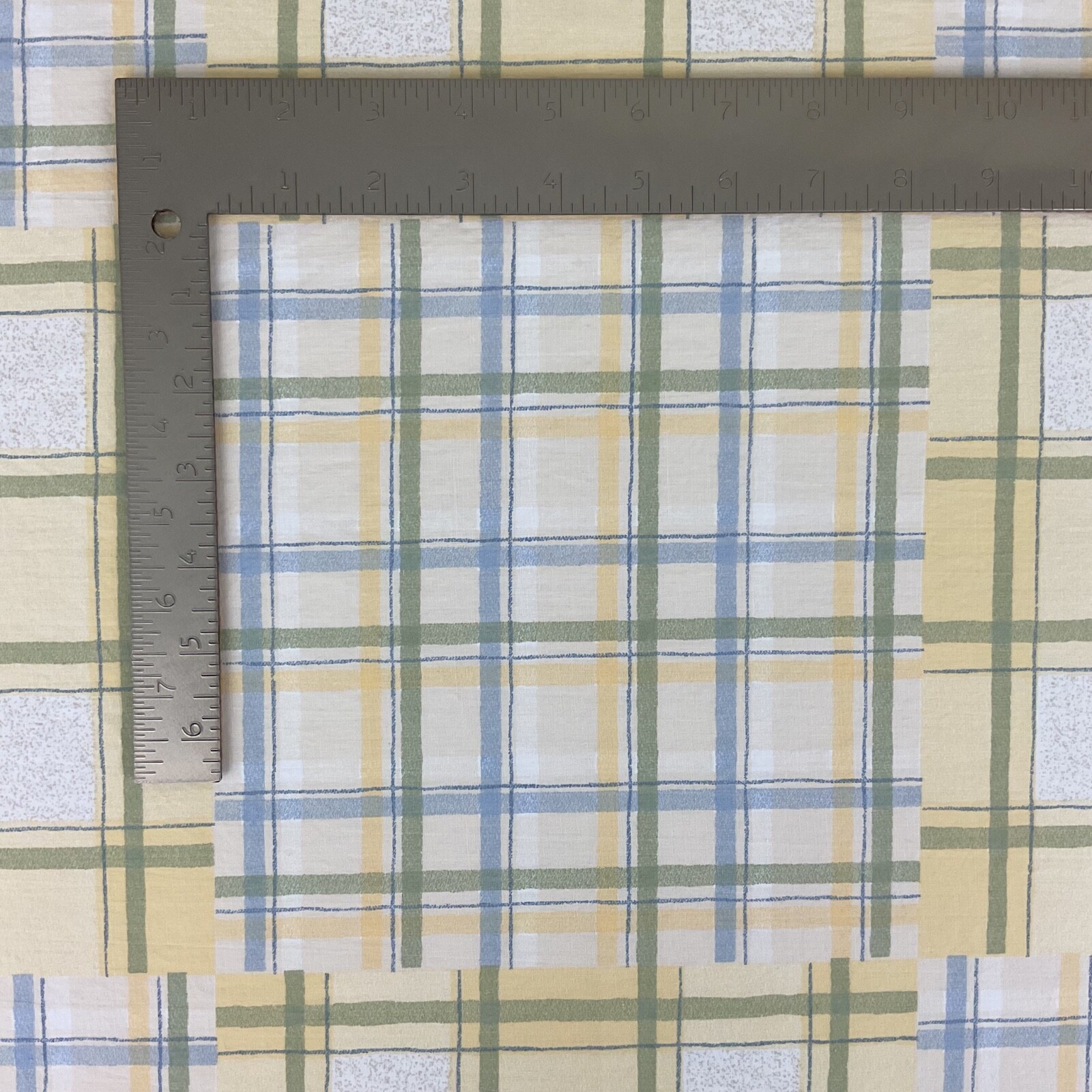 Reclaimed vintage plaid patchwork printed cotton Wamsutta fabric 84” x 38.5”