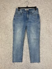 We The Free Jeans Womens 28 Blue Raw Hem Crvy High Rise Boho Casual Stretch