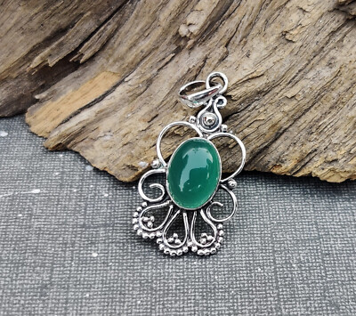 Green Onyx  Designer Pendant 925 Silver  Jewelry Gift For Her Women Pendant