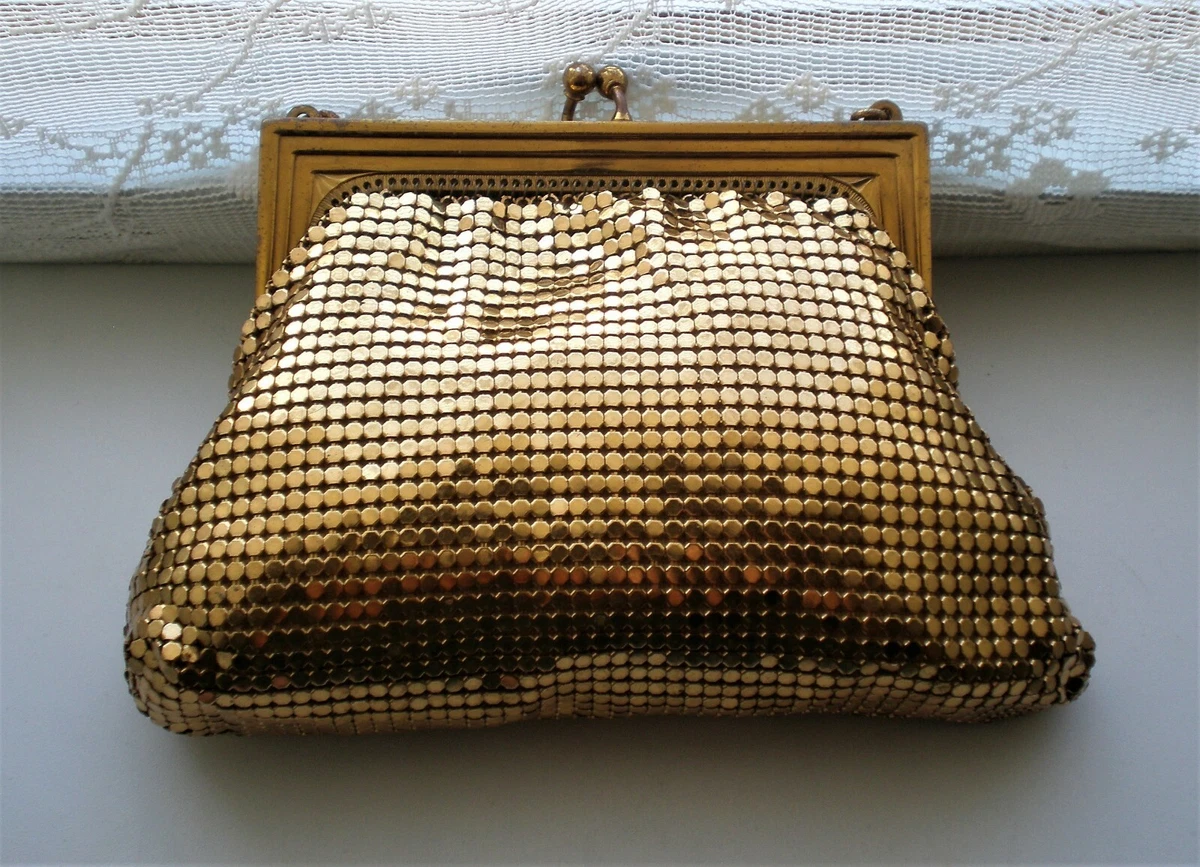 Vintage Gold Color Mesh Clutch Bag