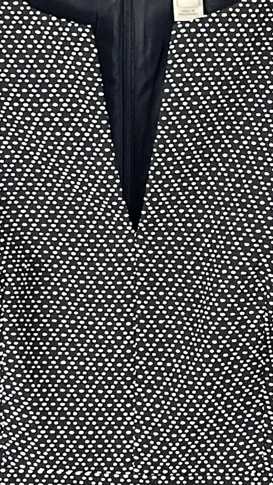 Vestido para mujer J Crew negro blanco forrado con textura mezcla de algodón *BOLSILLOS* talla 8 Foto 2 de 4