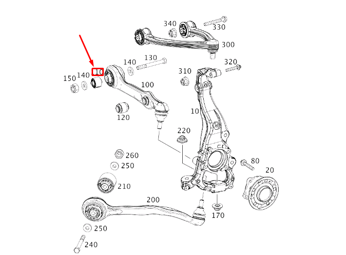 MERCEDES-BENZ S W222 Front Left Spring Link Bushing A2223333800