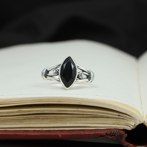 Black Onyx Gemstone Ring 925 Silver Ring Handmade Women Ring Gift For Her - Picture 5 of 5