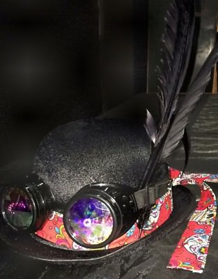 Steampunk Bowler Hut Brille Gothic Cyber Retro Cosplay Dieselpunk