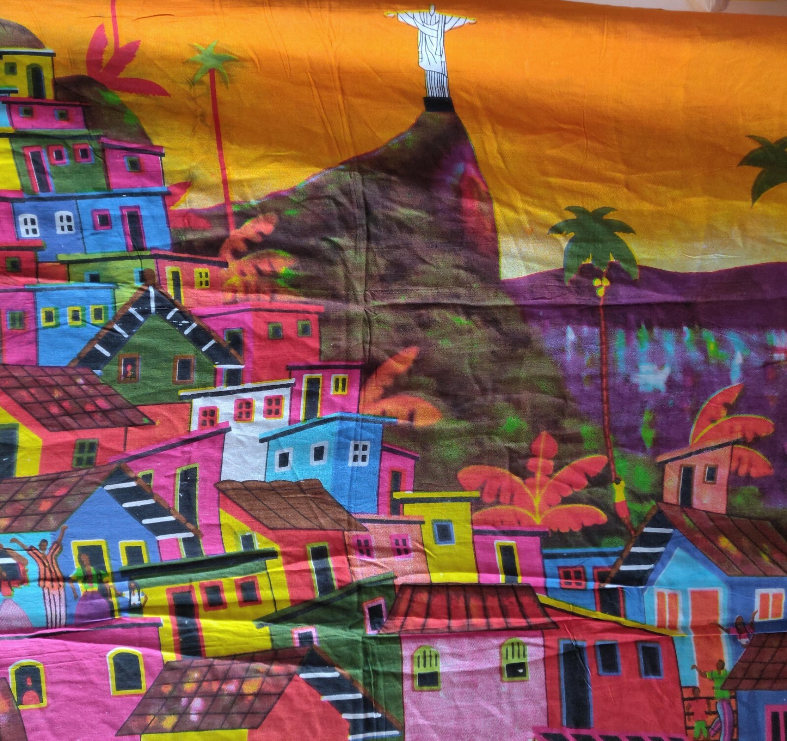 Edy Rio Bright Colorful Town Houses People 65"X44… - image 5