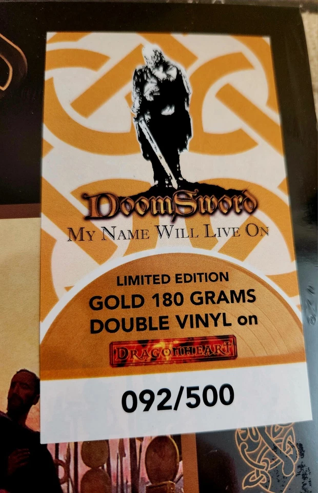Doomsword My Name Will Live On 180g Gold Vinyl 2LP Reissue. In Shrink. 92/500 - Image 3 of 3