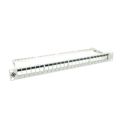 Keystone Patchpanel Verteilerfeld 24Port 19''/1HE mit Kabelmanagement geschirmt 