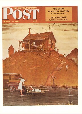 #ad 1946 AUG 3 Fixing A Flat NORMAN ROCKWELL SATURDAY EVENING POST COVER ART PRINT $7.95
