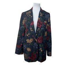SAN MOIRE Womans Floral Blazer Jacket VTG 80s Size Small Made in USA Moody