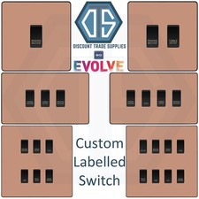 BG Evolve Polished Copper Custom Labelled Appliance Grid Switch 1-8 Gang Kitchen
