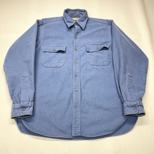 Vintage LL Bean Flanellhemd Herren Medium 15,5 blau Sämisch Tuch Knopfleiste USA - Bild 1 von 19