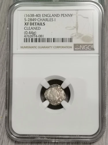 1638 - 40 England Great Britain Charles I Penny D NGC XF Details Cleaned 