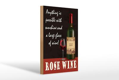 Holzschild Spruch 20x30cm Rose Wein anything is possible Deko Schild wooden sign