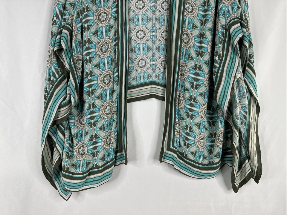 Cárdigan Catherines frente abierto para mujer talla grande 0XWP 1XWP kimono geométrico Foto 3 de 4