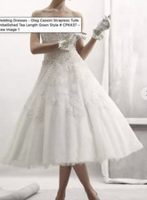 Oleg Cassini Ivory Wedding Dress CPK437 Size 12 Tea Length