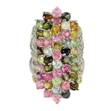 925 Sterling Silver Ring Round Tourmaline Natural Gemstone Jewelry Size 8