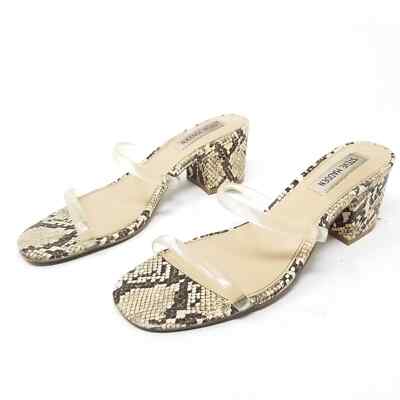 Steve Madden Issy Snakeskin Square Toe Chunky Heel Mules size