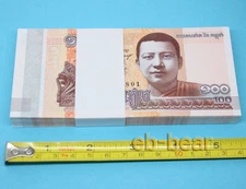 100 Pcs Cambodia 100 Riel Paper Money Currency World Banknotes UNC Collection