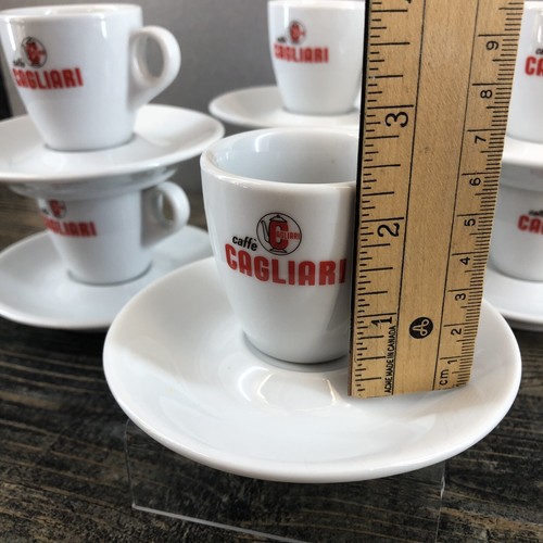 2 x Caffe Cagliari Espresso Coffee PORCELAIN Cup & Saucer Club House - Picture 5 of 8