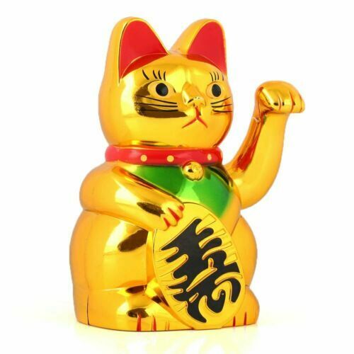 6 Chinese Lucky Waving  Golden  Cat  Figure With Moving Arm 