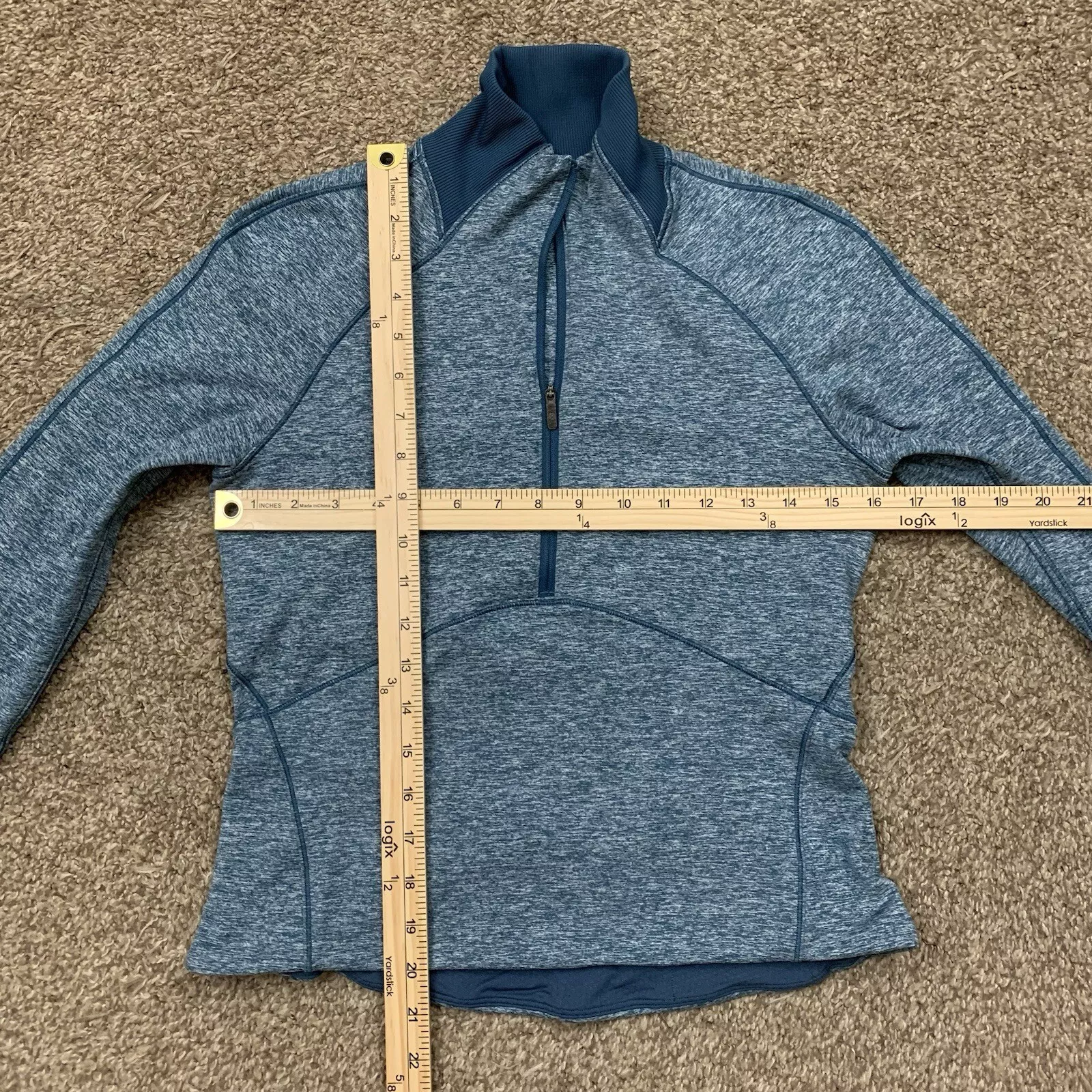 lululemon heather stretch athletic zip always alert pullover shirt