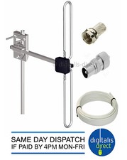 Outdoor DAB Digital Radio Omni Antenna Aerial Complete Mounting Kit Pole + Ends
