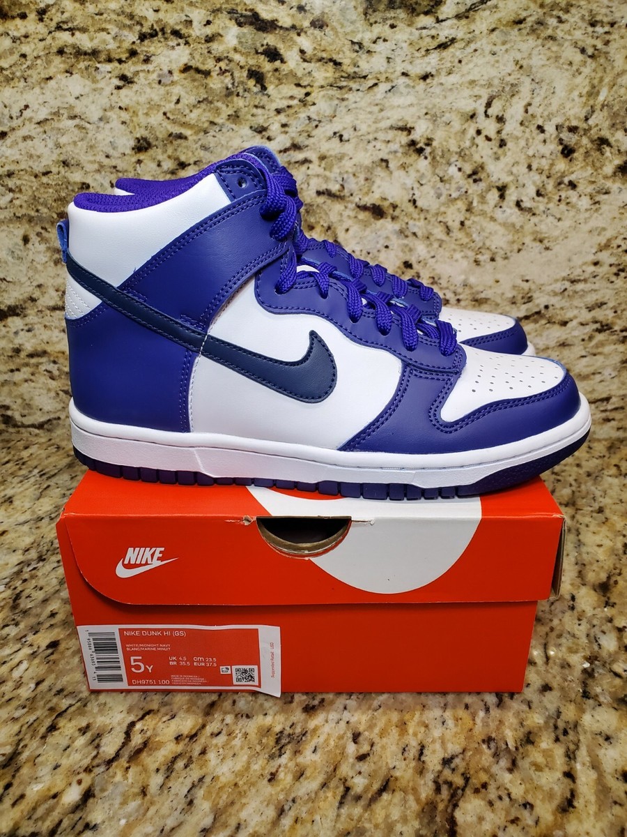 Nike Dunk High Electro Purple White GS Size 5y woman 6.5 New Nike Dunk High Electro Purple Midnight Navy GS Size 6.5  main image 2