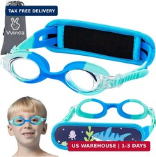 Vvinca Kids Swim Goggles with Fabric Strap No Tangle Pain-Free, Anti-Fog Swimmin
